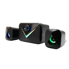 Акустическая система 2.1 Gembird, 11Вт, пластик, рег.громкости, RGB подсветка, черный