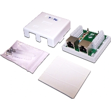 Настенная розетка, 2 порта RJ-45 категории 5е, STP, белая
