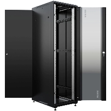 Шкаф серверный NTSS Премиум (NTSS-R42U6080GS-BL) напольный 42U 600x800 мм пер. дв. стекл. металл 900 кг черный 710 мм 99 кг 1987 мм IP20 сталь