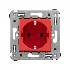 Розетка DKC Avanti 4401003 2P+E со шторками, красный квадрат