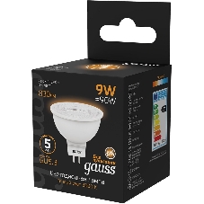 Лампа cветодиодная Gauss MR16 9W 830lm 3000K GU5.3 LED