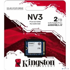 Накопитель SSD Kingston NV3, 2000Gb, M.2(22x30мм), NVMe, PCIe 4.0 x4, 3D TLC, R/W 6000/5000Mb/s, TbW 640, DWPD 0.2