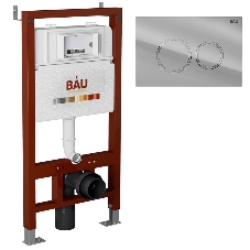 Инсталляция BAU PRO для подвесного унитаза, клавиша смыва BAU Dream для инсталляции, хром