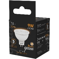 Лампа cветодиодная Gauss MR16 9W 830lm 3000K GU5.3 LED