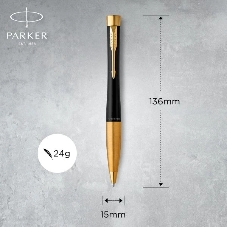 Ручка шариковая Parker Urban Core K314 (CW2143640) Muted Black GT M, синие чернила, подарочная коробка