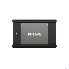 Шкаф настенный телекоммуникационный NTSS W 9U 600х450х500 мм, 2 профиля 19, дверь стеклянная, боковые стенки съемные, задняя стенка, разобранный, черный RAL 9005 NTSS-W9U6045GS-2BL