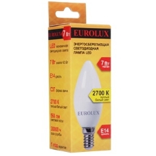 Лампа светодиодная EUROLUX LL-E-C37-7W-230-2,7K-E14