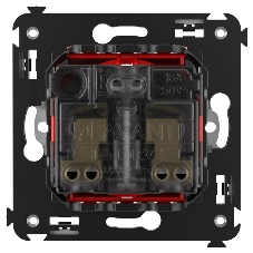 Розетка DKC Avanti 4401003 2P+E со шторками, красный квадрат