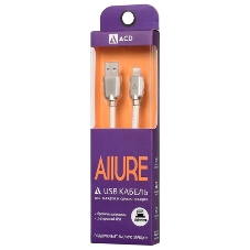 Кабель USB ACD-Allure Lightning - USB-A Кожа, 1м, белый