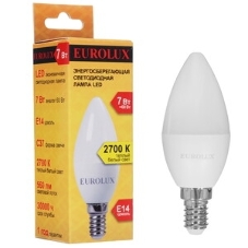 Лампа светодиодная EUROLUX LL-E-C37-7W-230-2,7K-E14