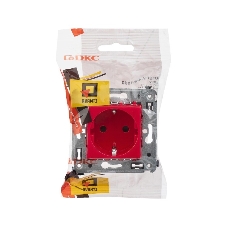 Розетка DKC Avanti 4401003 2P+E со шторками, красный квадрат