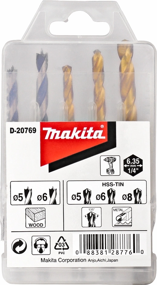 Набор сверл Makita D-20769 по дер/мет (5пред.)