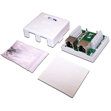 Настенная розетка, 2 порта RJ-45 категории 5е, STP, белая
