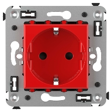 Розетка DKC Avanti 4401003 2P+E со шторками, красный квадрат