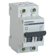 Авт. выкл. Iek MVA25-2-016-C  ВА47-29 2Р 16А 4,5кА х-ка С GENERICA