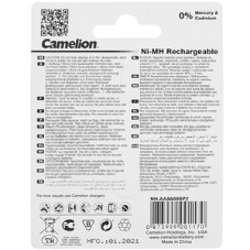 Аккумулятор Camelion AA- 600 mAh Ni-Cd BL-2 (NC-AA600BP2, аккумулятор,1.2В)
