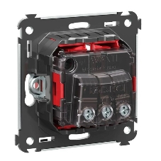Розетка DKC Avanti 4401003 2P+E со шторками, красный квадрат