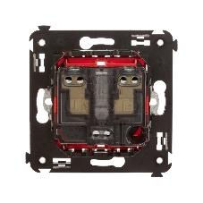 Розетка DKC Avanti 4401003 2P+E со шторками, красный квадрат