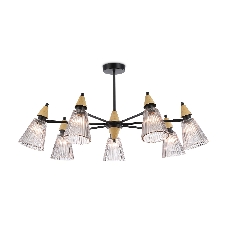 Люстра Ambrella light LH58116/7 BK/LW/SM черный/светлое дерево/дымчатый E14*7 max 40W D750*390