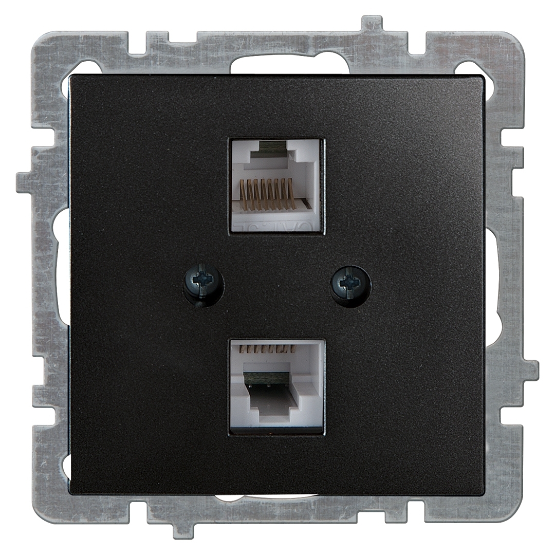 Nilson Механизм роз. 2-местн. компьютерная СУ, (RJ45 САТ6), ТУРАН-АЛЕГРА-ТОР, metallic, черный (24380446)