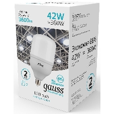 Лампа светодиодная Gauss Elementary T120 42Вт цок.:E27 цилин. 220B 3600K св.свеч.белый нейт. (упак.:1шт)