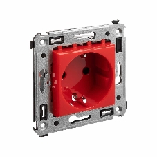 Розетка DKC Avanti 4401003 2P+E со шторками, красный квадрат