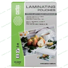 Пленка для ламинирования Cactus 80мкм A4 (100 шт) глянцевая 216x303 мм CS-LPGA480100