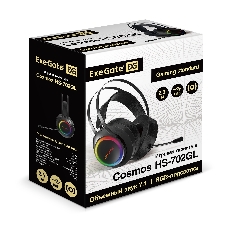 Гарнитура Exegate Cosmos HS-702GL чёрный, проводная, USB, виртуальный звук 7.1, подсветка