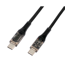 Кабель USB2.0 Cablexpert CCP-USB2-CMCM-SCR-1M, Type-C/Type-C, 6A, 66Вт, PD/QC3.0, дисплей, оплетка, медь, 1м, черный, пакет