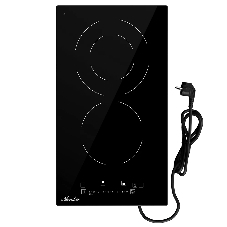 Варочная панель Monsher MHE 35 High-Tech, Hi-Light, 30 см, 2 конфорки, 9 уровней мощности, слайдерное управление, автоматическое отключение, индикация остаточного тепла, пауза, таймер, черный