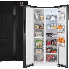 Холодильник Weissgauff WSBS 500 Inverter NoFrost Black двухкамерный 270/180л морозилка слева, No Frost, Side by Side