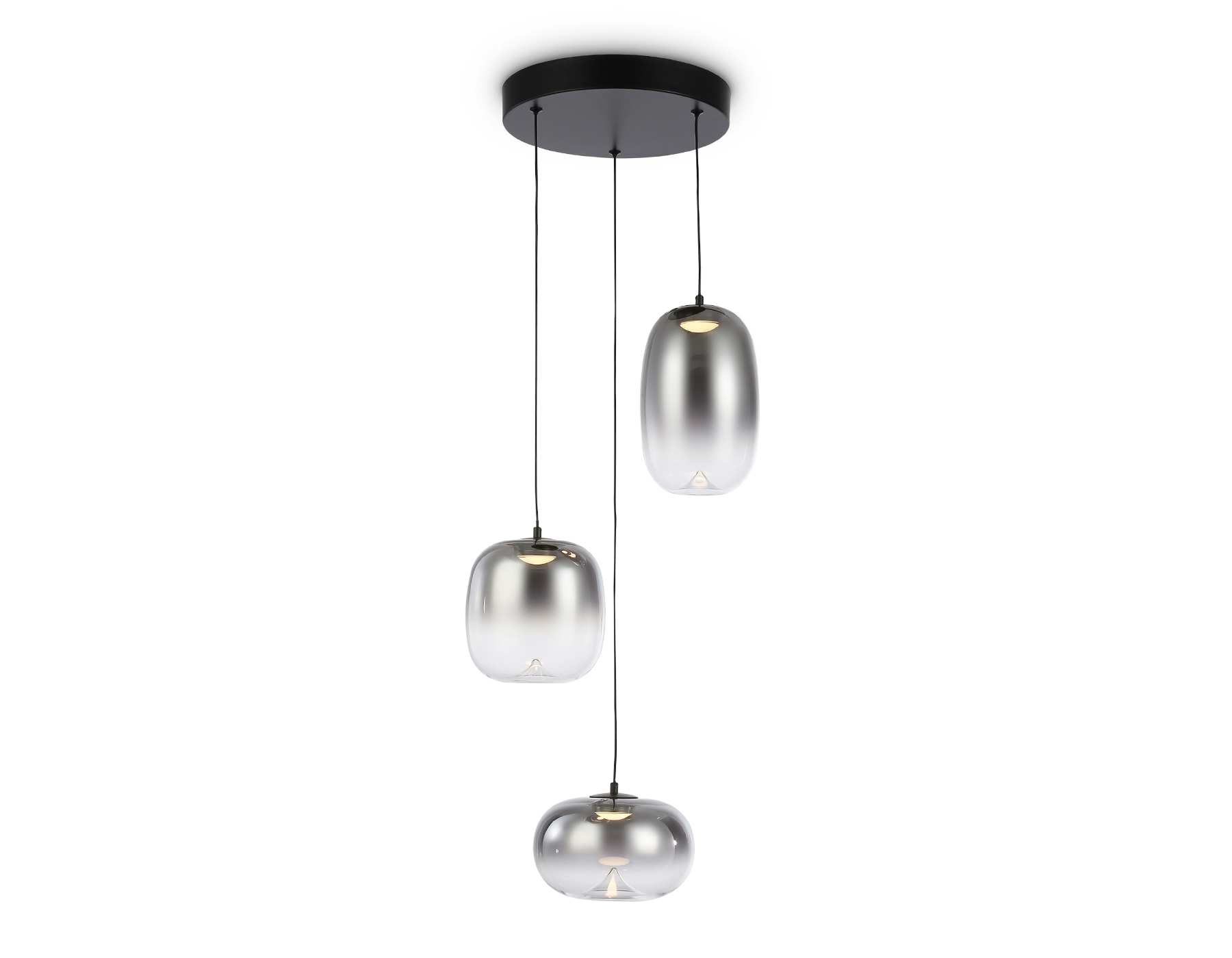 Подвесной светодиодный светильник Ambrella light LH11099/3 BK/SM черный/дымчатый 12W 3000K D350*1505