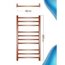 Полотенцесушитель электрический BAU Stil 50х100, 10 планок, универсальный, нерж. сталь полированная