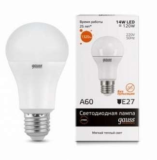 Лампа светодиодная Gauss 23219 LED Elementary A60 20W E27 1520lm 3000K 1/10/40 0