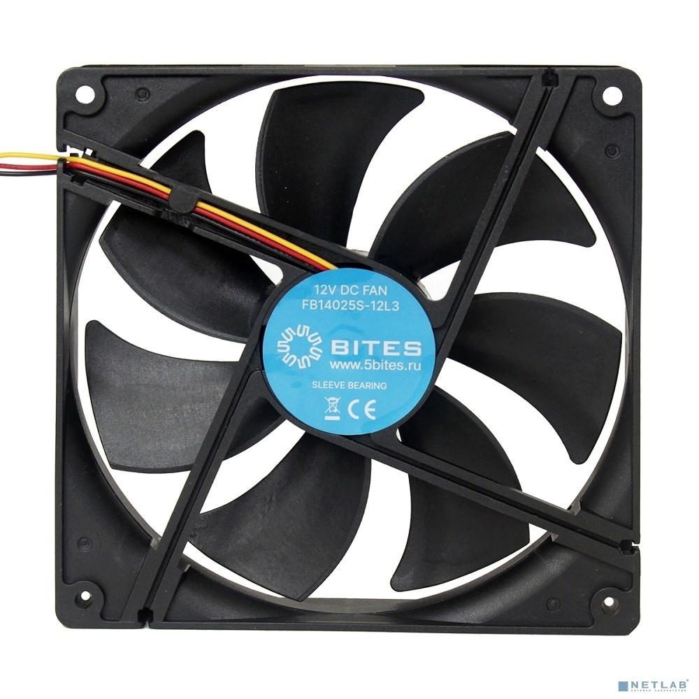 Вентилятор для корпуса 5bites FB14025S-12L3 черный, 140 x 140 мм, 1200 об/мин, 25 дБ, 3 pin