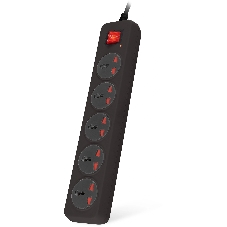 Сетевой фильтр Buro 500UNH-5-BG 5 м, 5 розеток, черный/серый, коробка