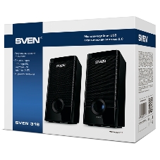 Колонки SVEN 318 черный USB-порт ПК, ноутбука или адаптер 5V DC