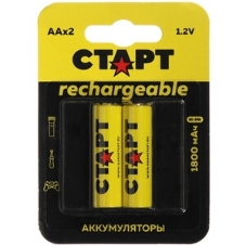 Аккумуляторы СТАРТ HR6 AA 1800mAh Ni-MH BL2 24/384, AA, 1800 мА·ч, 2 шт. в блистере