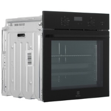 Электрический духовой шкаф Electrolux с конвекцией, приготовление на пару,объем 72 л, утапливаемые переключатели, 10 режимов, автопрограммы, очистка пиролитическая, 3 стекла в дверце, направляющие проволочные + телескопические (1 уровень), термощуп