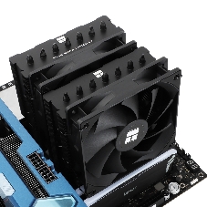 Кулер для процессора Thermalright Phantom Spirit 120 SE черный (4-pin PWM, 154mm, Ni/Cu, 7x6mm, 2x120мм, 66.17CFM, 25.6dBA, 1500RPM, S: 1200, 1700, 1851, 115X, AM4, AM5, silver, black)