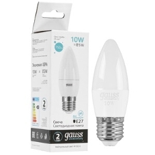 Лампа светодиодная Gauss Elementary 30220 10Вт цок.:E27 свеча 220B 4100K св.свеч.бел.ней. (упак.:10шт)