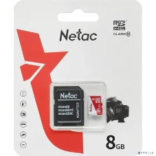 Флеш карта Netac P500 ECO MicroSDHC 8Gb C10 NT02P500ECO-008G-R,, адаптер в комплекте
