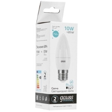 Лампа светодиодная Gauss Elementary 30220 10Вт цок.:E27 свеча 220B 4100K св.свеч.бел.ней. (упак.:10шт)