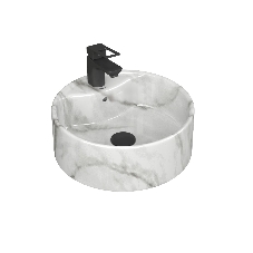 Раковина круглая накладная BAU Element D41, с отверстием под смеситель, мрамор