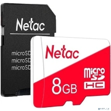 Флеш карта Netac P500 ECO MicroSDHC 8Gb C10 NT02P500ECO-008G-R,, адаптер в комплекте