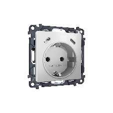 Комплект механизма электрической розетки 2USB С+C 20W с/з на винтовых зажимах 16A-250V ALFA Серебро глянец QUANT (AP4105, VM165) MA410510