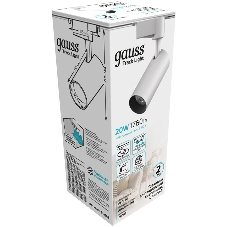 Светильник Gauss трековый цилиндр 20W 1760lm 4000K 180-220V IP20 65x206мм белый LED 1/40