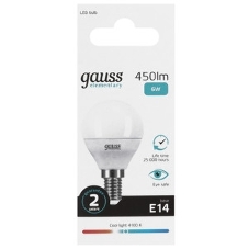 Лампа светодиодная Gauss Elementary 53226T 6Вт цок.: E27 шар 180B 4100K св. свеч. белый. нейт. (упак.: 3 шт)