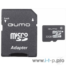 Флеш карта QUMO QM32GMICSDHC10U1 32Gb MicroSDHC Class 10 UHS-I, SD adapter