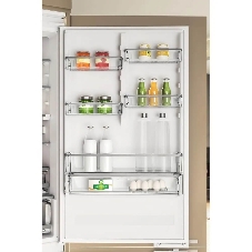 Холодильник встраиваемый Whirlpool WHSP70T241P 70 см, 193.5х54.3х69 см, 295/95 л, инверторный компрессор, автоматическая разморозка, зона свежести влажная, сенсорное управление, технология 6 SMYSL FreshControl, MultiFlow, FreezeControl, перенавешиваемые дверцы, скользящие направляющие, Италия